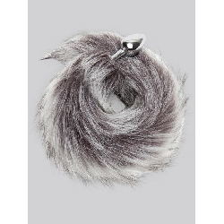 Image of DOMINIX Deluxe Stainless Steel Small Faux Silver Fox Tail Butt Plug