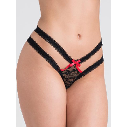 Image of Lovehoney Black Cut-Out Side Crotchless Lace Thong