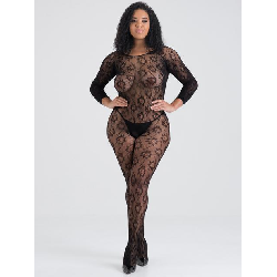 Image of Lovehoney Plus Size Boudoir Babe Black Lace Crotchless Bodystocking