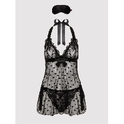 Lovehoney Plus Size Black Lace Babydoll Gift Set
