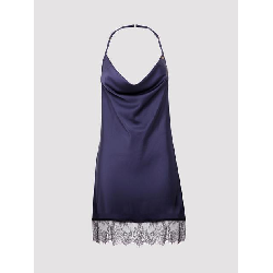 Image of Lovehoney Dark Orchid Navy Satin and Lace Chemise