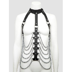 DOMINIX Deluxe Leather and Chain Open-Cup Body Harness