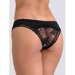 Image of Lovehoney Crotchless Black Lace-Back Panties
