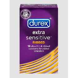 Durex Extra Sensitive Ribbed Latex Condoms (12 Count)