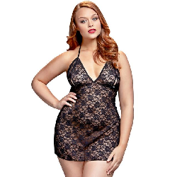 Image of Baci Lingerie Plus Size Lace Chemise with Peek-a-Boo Cups