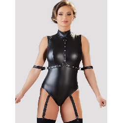 Image of Cottelli Wet Look Teddy with Arm Restraints