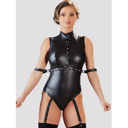 Cottelli Wet Look Teddy with Arm Restraints