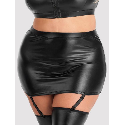 Image of Lovehoney Plus Size Fierce Wet Look Garter Skirt