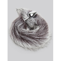 DOMINIX Deluxe Stainless Steel Medium Faux Silver Fox Tail Butt Plug