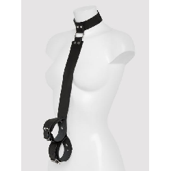 Image of DOMINIX Deluxe Leather Collar and Wrist Restraint Harness