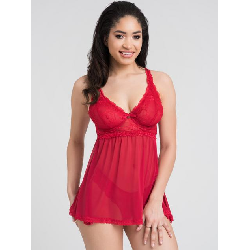 Lovehoney Love Me Red Lace Soft Cup Babydoll Set