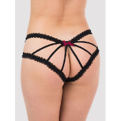 Lovehoney Black Lace Cage-Back Crotchless Panties