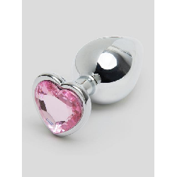 Image of Lovehoney Jeweled Heart Metal Medium Butt Plug 3 Inch