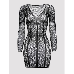 Fifty Shades of Grey Captivate Black Lace Long Sleeve Mini Dress