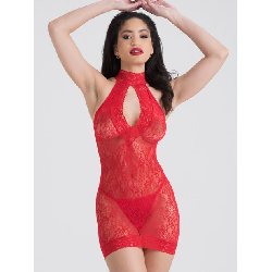 Image of Lovehoney Red Lace Keyhole Front Mini Dress