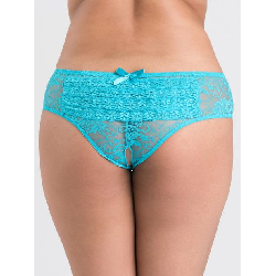 Lovehoney Blue Lace Crotchless Ruffle-Back Panties