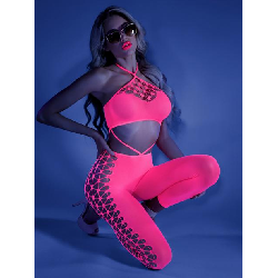 Image of Fantasy Lingerie Neon Pink Bodystocking