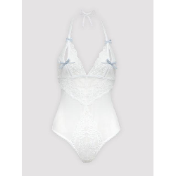 Image of Lovehoney Plus Size Peek-a-Boo White Lace Teddy